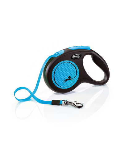 FLEXI New Neon lesa automata pentru caini, albastru, marimea M, 5 m