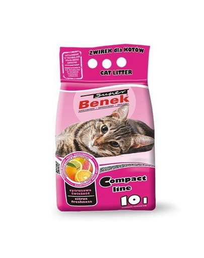 BENEK Super Compact Citrus Freshness nisip pentru litiera, miros citric 10 L x 2 (20 L)