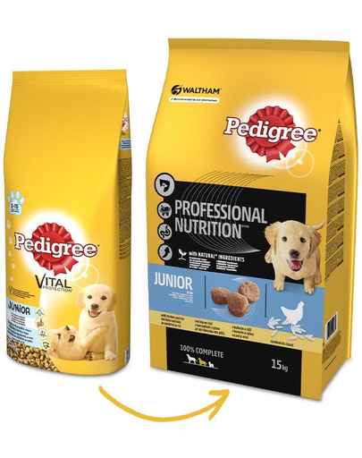 PEDIGREE Junior Professional Nutrition hrana uscata caini juniori, cu pui si orez 15 kg