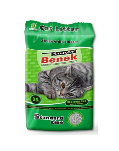 BENEK Super Standard Green Forest nisip pentru litiera, miros de pin 25 L x 2 (50 l)