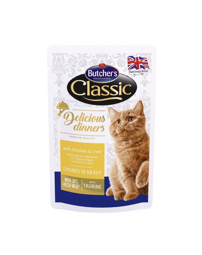 BUTCHER'S Classic Delicious Dinners cu pui și ficat în sos 100 g