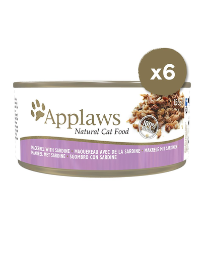 APPLAWS Hrana umeda pentru pisici, cu macrou si sardine, 6 x 156 g
