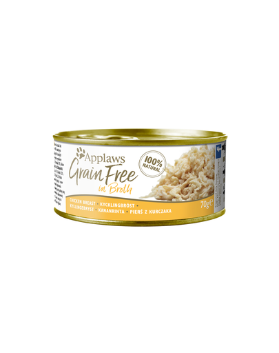 APPLAWS Cat Tin Grain Free Chicken in Broth hrana umeda pisici adulte, cu pui in bulion 72x70g