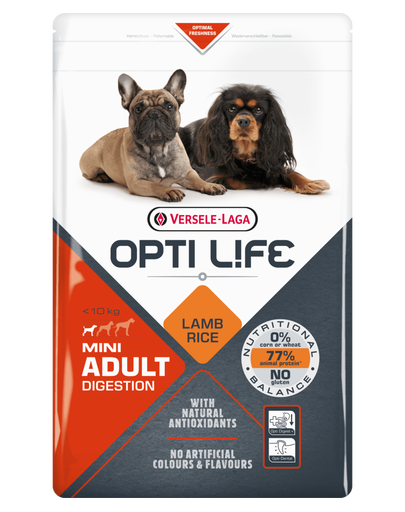 VERSELE-LAGA Opti Life Adult Digestion Mini hrana uscata pentru caini de talie mica cu sensibilitati alimentare 7,5 kg