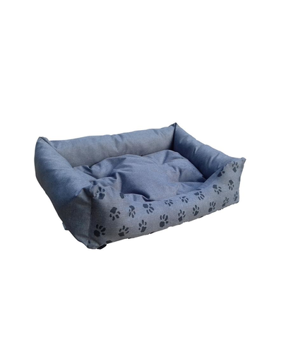 FERA Pat pentru caini cu perna detasabila, model labe albastru inchis 78 x 60 cm
