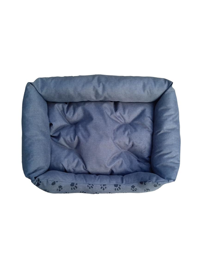FERA Pat pentru caini cu perna detasabila, model labe albastru inchis 78 x 60 cm
