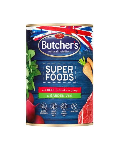 BUTCHER'S Super Foods Garden Veg hrana umeda pentru caini, vita si legume in sos 400 g