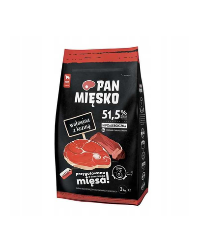 PAN MIĘSKO Hrana uscata caini adulti talie medie, cu vita si capra 20 kg
