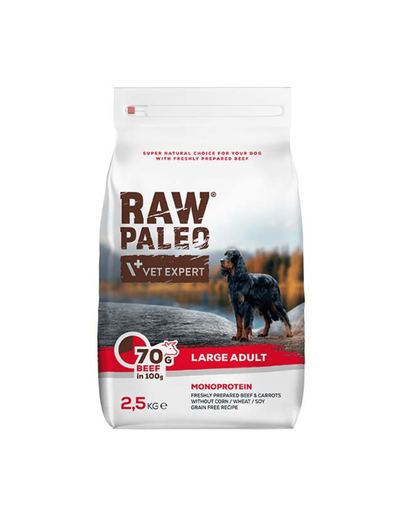 VETEXPERT Raw Paleo Beef Adult Large 2,5 kg caini talie mare, cu vita