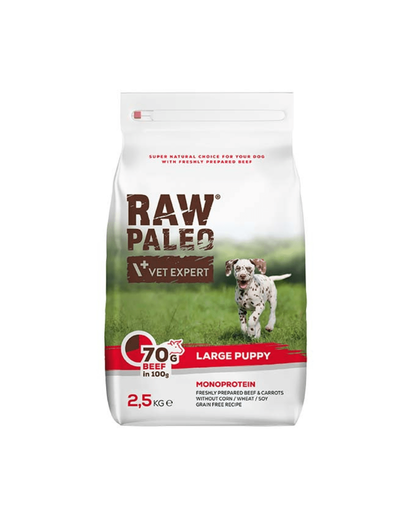 VETEXPERT Raw Paleo Beef Puppy Large 2,5 kg hrana catei rasa mare, cu vita