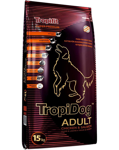TROPIDOG Super Premium Adult M&L 15 kg hrana uscata pentru caini de rasa medie si mare, pui si somon