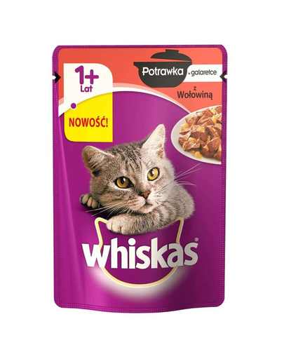 WHISKAS Adult Tocăniță cu vită în aspic 28 x 85 g