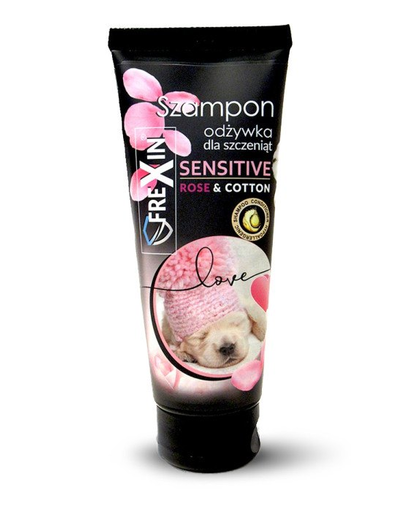 FREXIN Sensitive Sampon cu balsam pentru catelusi, trandafir si bumbac 220 g