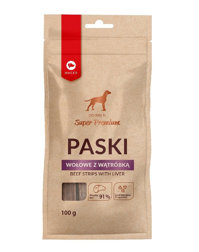 MACED Recompense fasii pentru caini, cu ficat de vita 100 g