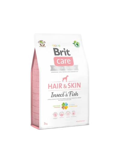 BRIT Care Dog Adult Hair&Skin Hrana uscata hipoalergenica cu peste si insecte pentru cainii adulti 3 kg