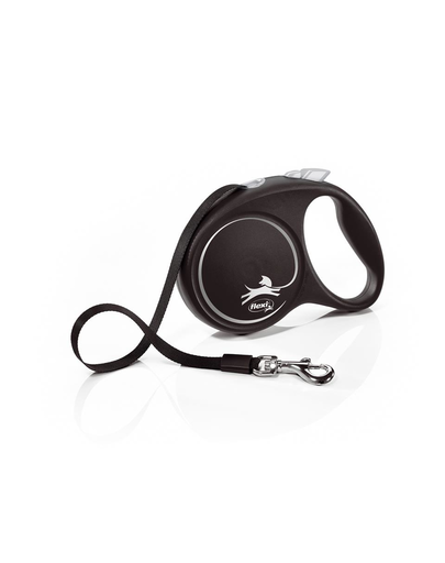 FLEXI Black Design lesa automata cu banda pentru caini, negru, marimea M, 5 m