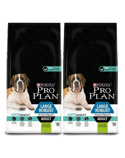 PURINA PRO PLAN Large Robust Adult sensitive digestion OptiDigest hrana uscata caini adulti de talie mare, cu miel 28 kg (2 x 14 kg)