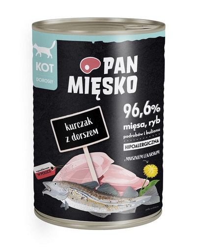PAN MIĘSKO hrana umeda hopoalergenica pentru pisici, cu pui si cod 400g