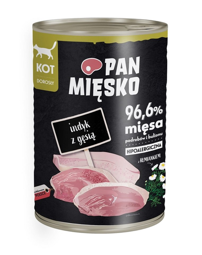 PAN MIĘSKO hrana hipoalergenica umeda pentru pisici 400g, curcan si gasca