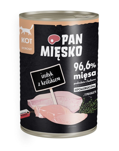 PAN MIĘSKO curcan si iepure, hrana hipoalergenica umeda pisici 400g