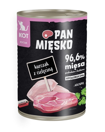 PAN MIĘSKO hrana umeda pisoi hipoalergenica, pui si vitel 400g