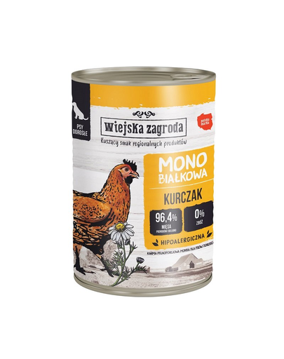WIEJSKA ZAGRODA Conserva hrana umeda monoproteica cu pui pentru caini 400g