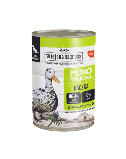 WIEJSKA ZAGRODA Hrana umeda monoproteica cu carne de rata pentru caine 400g