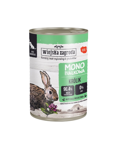 WIEJSKA ZAGRODA Hrana umeda monoproteica caini, cu iepure 400g