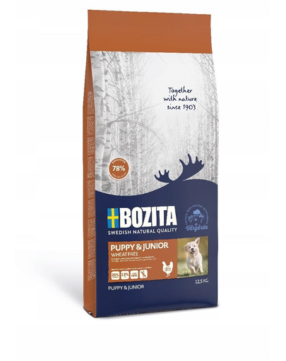 BOZITA Puppy & Junior Wheat Free Hrana uscata pentru catei si caini junior, cu pui 12,5 kg