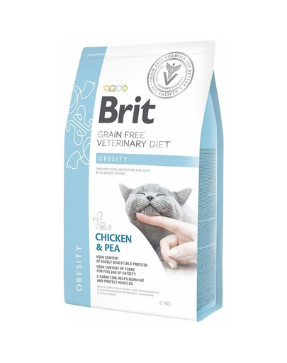 BRIT Veterinary Diets Cat Obesity Dieta veterinara pentru pisici adulte supraponderale, cu pui si mazare 2 kg
