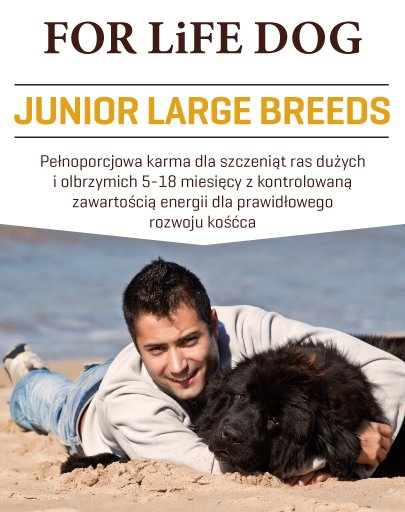FITMIN Dog For Life Junior Hrana uscata caini junior talii mari, cu pasare 15 kg