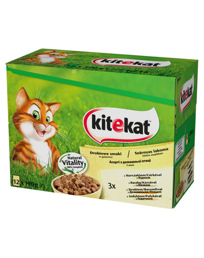 KITEKAT Plicuri hrana pisica, arome de pasari in aspic 12x100 g