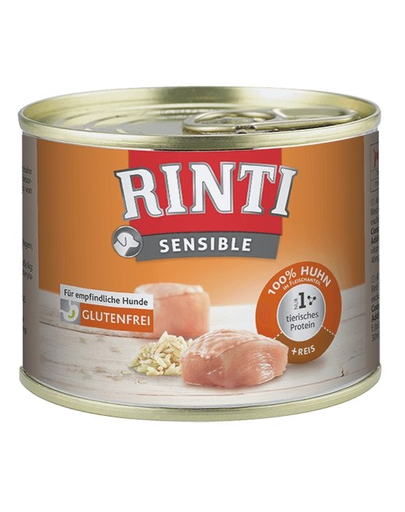 RINTI Sensible conserva caini, cu pui si orez 185 g
