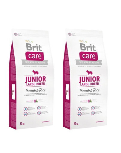 BRIT Care Junior Large Breed Lamb&Rice hrana uscata caini juniori talie mare, miel si orez 24 kg (2 x 12 kg)