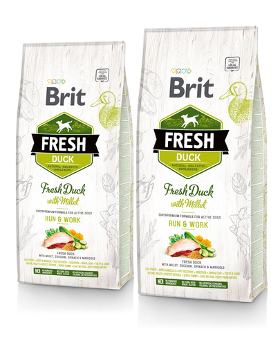 BRIT Fresh Active Run&Work hrana uscata caini adulti activi, rata si mei 24 kg (2 x 12 kg)