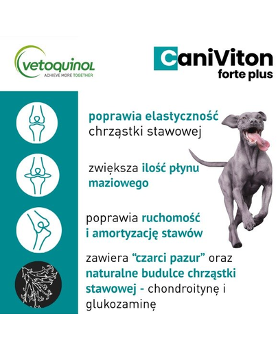 VETOQUINOL Caniviton Forte Plus Supliment alimentar pentru caini, pentru atriculatii 30 tab.