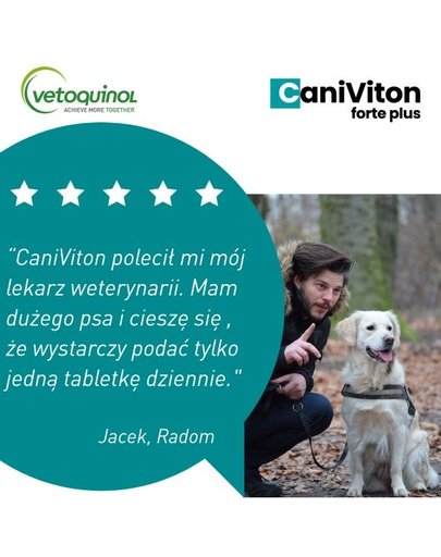 VETOQUINOL Caniviton Forte Plus Supliment alimentar pentru caini, pentru atriculatii 30 tab.