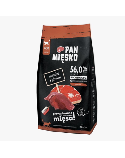 PAN MIĘSKO hrana pisici adulte M 1,6 kg, vita si caprioara