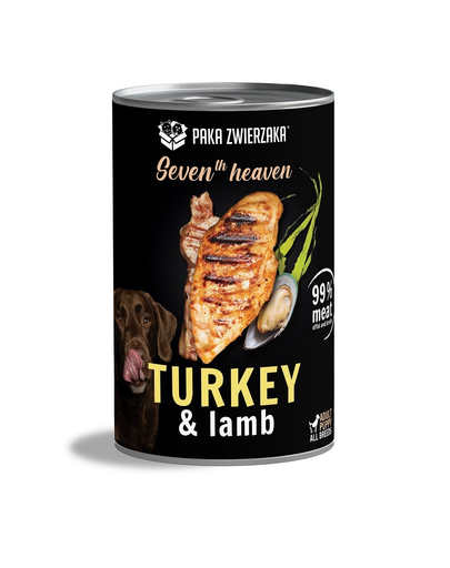 PAKA ZWIERZAKA Seventh Heaven Conserva hrana pentru caini, cu miel si curcan 400 g