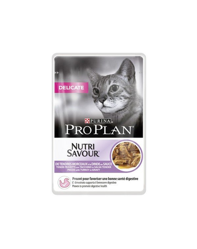 PURINA PRO PLAN Delicate Plic hrana umeda pisici, cu curcan in sos 85g