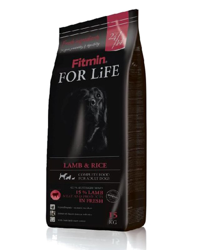 FITMIN Dog For Life lamb & rice Hrana uscata pentru caini adulti de toate rasele, cu miel si orez 14 kg