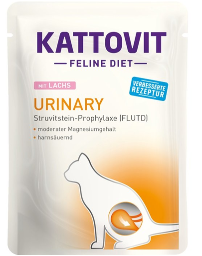 KATTOVIT Feline Diet Urinary hrana umeda dietetica pentru pisici in prevenirea pietrelor struvit, cu somon 85 g
