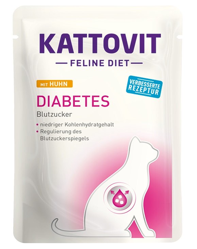 KATTOVIT Feline Diet Diabetes hrana umeda dietetica pentru pisici cu diabet, pui 85 g