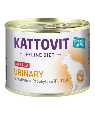 KATTOVIT Feline Diet Urinary hrana umeda dietetica pentru pisici in prevenirea pietrelor struvit, cu vitel 185 g