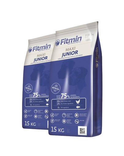 FITMIN Maxi Junior hrana uscata caini juniori de talie mare 30 kg (2 x 15 kg)