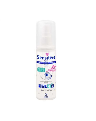 VACO Sensitive Icaridine 10% Repelent lichid pentru tantari, muste si capuse, cu parfum de piersica 80 ml