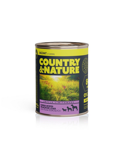 COUNTRY&NATURE Hrana umeda pentru caini, cu fazan si dovlecei 800 g