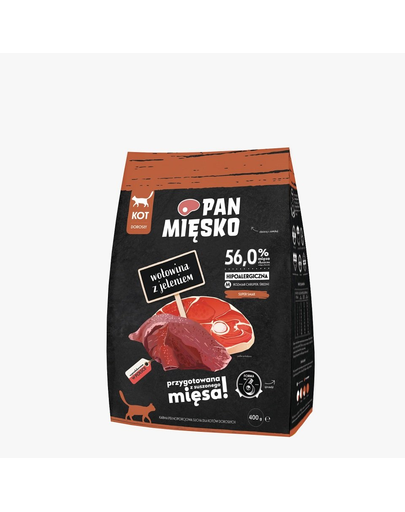 PAN MIĘSKO hrana pisici adulte M 400g, vita si caprioara