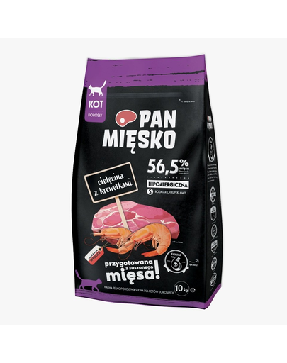 PAN MIĘSKO hrana pentru pisici S 10 kg, cu vitel si creveti