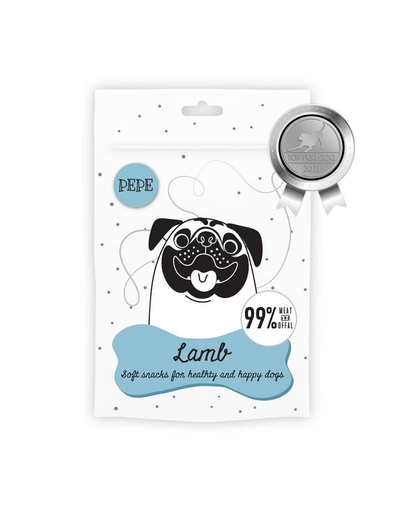 PAKA ZWIERZAKA PEPE Mini Chunkies Lamb Recompense naturale pentru caini, cu miel 70 g